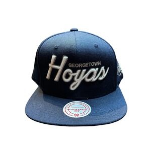 Mitchell & Ness Georgetown Hoyas Navy and White Script Snapback Hat